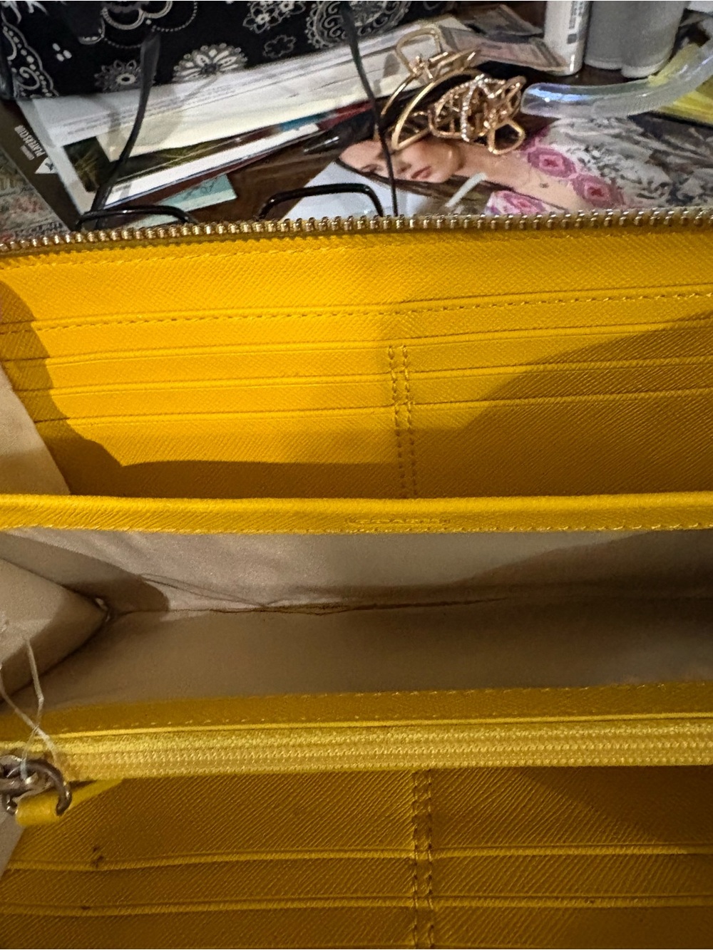 Coach Yellow Leather Buckle Wallet - Picture 7 of 9
